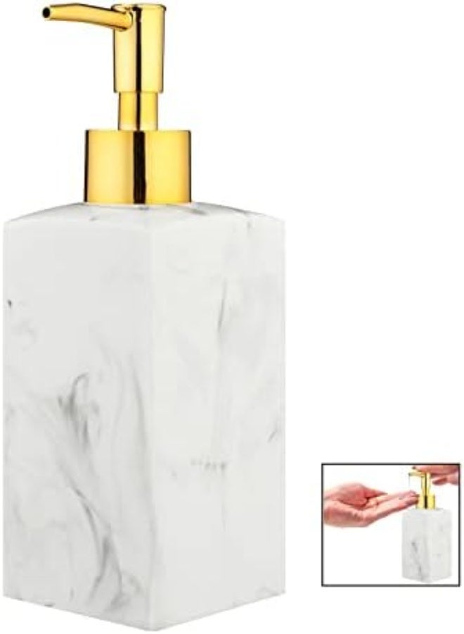 AKDC Hand Soap Dispenser, 250Ml Luxury Resin Black White Soap Dispenser Bottle, Liquid Lotion Soap Dispenser Soap Pump For Home Bathroom Countertop (White)  - Image 5