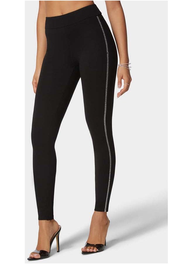 bebe High Waist Rhinestone Detail Pdr Legging  - Image 1