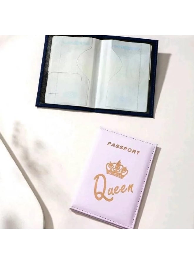 غطاء جواز سفر من الجلد الصناعي للنساء بتصميم تاج "Queen" - أحمر أنيق وحماية وثائق السفر - Image 4