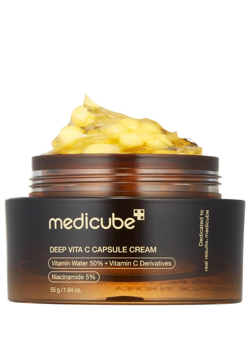 Medicube Deep Vitamin C Golden Capsule Face Moisturizer - Liposome Capsules For Wrinkles, Skin Radiance - Transparent Gel for Glow Hydration - Korean Skin Care 1.94 oz