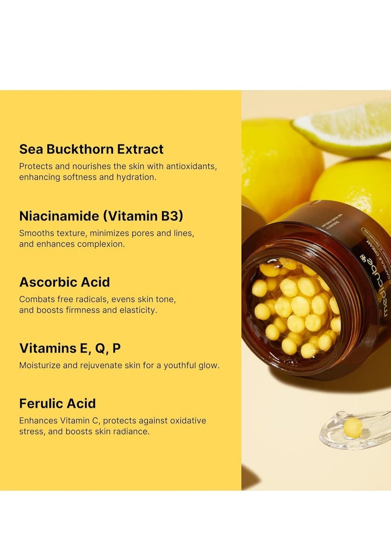 Medicube Deep Vitamin C Golden Capsule Face Moisturizer - Liposome Capsules For Wrinkles, Skin Radiance - Transparent Gel for Glow Hydration - Korean Skin Care 1.94 oz