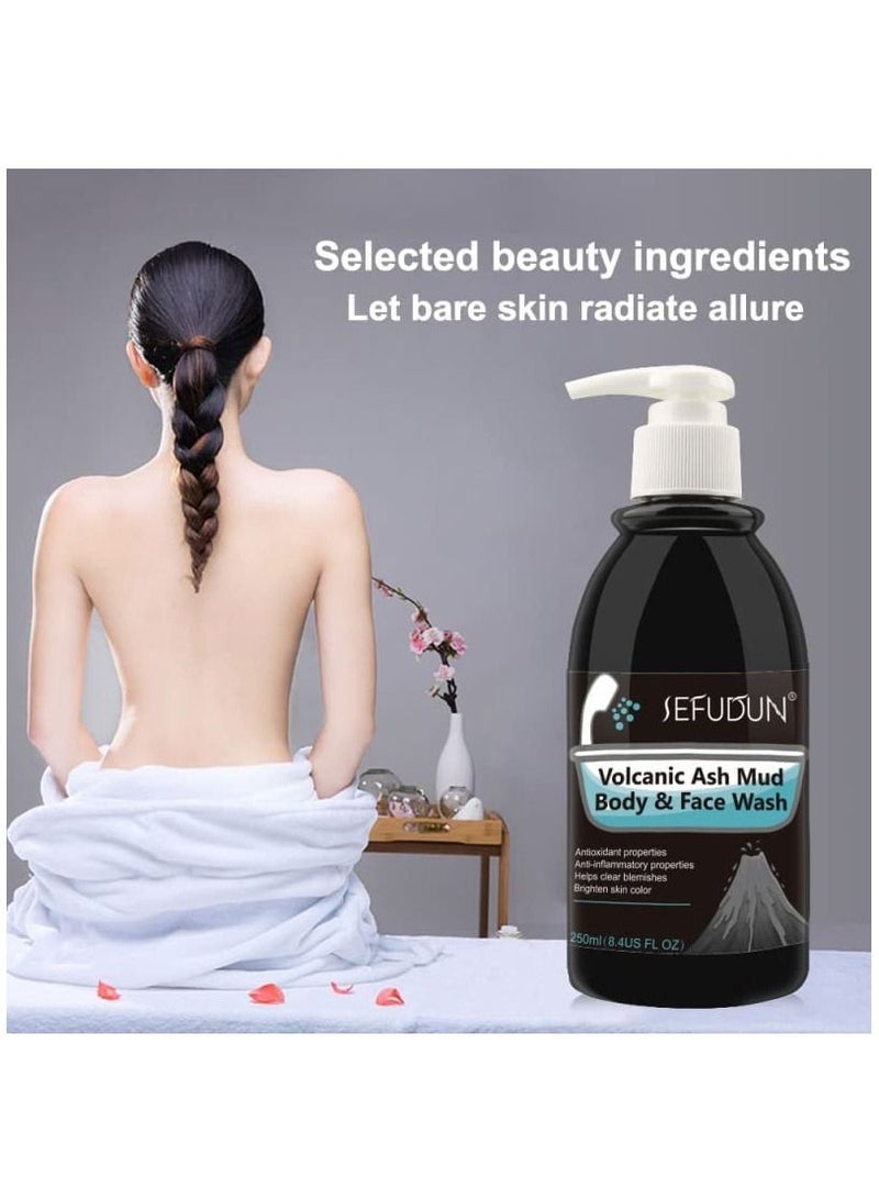 Sefudun Volcanic Ash Mud Body and Face Wash Cleanser 250ml Face Wash For Women Deep Cleansing Antioxidants Anti  inflammatory Blemish Removing Oil Control Exfoliating Whitening Shower Gel Unisex - Image 4