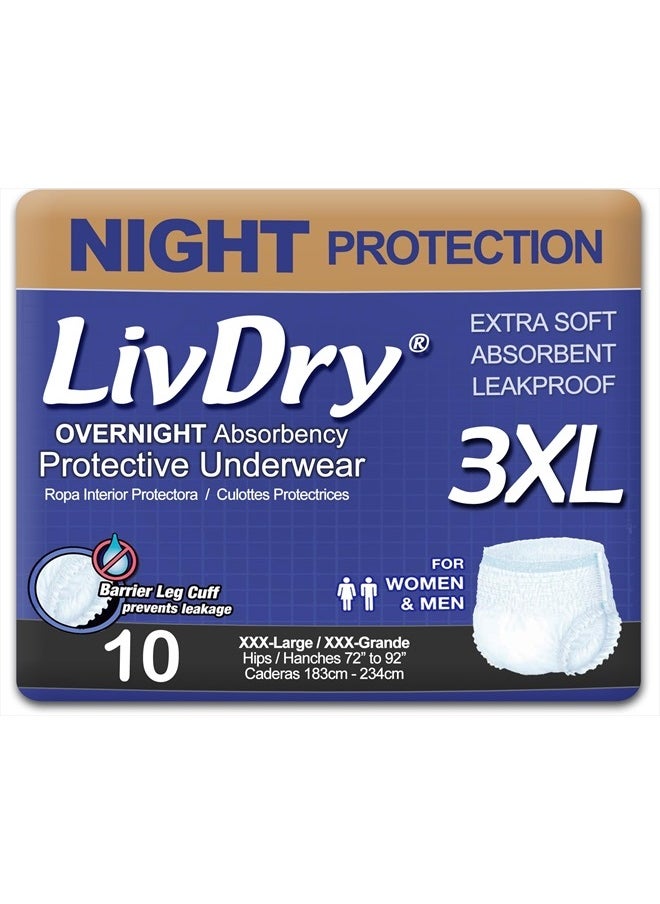 LIVDRY Adult Incontinence Underwear, Overnight Comfort Absorbency, Leak Protection (XXX-Large (10 Count))  - Image 1