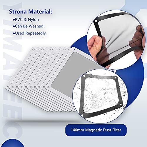 YIMATEECO Dust Filter PC 140mm for Computer Cooler/PSU/Routers Nylon 80 Mesh, Magnetic Frame PC Fan Dust Mesh PC Cooler Filter Dustproof Computer Fan Grills (Nylon, 140 * 140mm, 10pcs, White) - Image 2