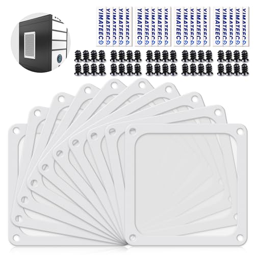 YIMATEECO Dust Filter PC 140mm for Computer Cooler/PSU/Routers Nylon 80 Mesh, Magnetic Frame PC Fan Dust Mesh PC Cooler Filter Dustproof Computer Fan Grills (Nylon, 140 * 140mm, 10pcs, White) - Image 1
