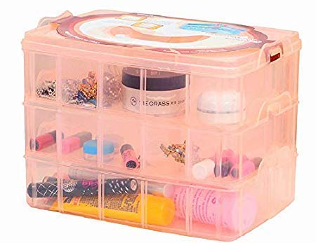 Kian 3 Removable Layers 30 Grid Box for Jewellery Plastic Multi Utility Craft Accessories Storage Earrings RingCosmeticLipstickThread SpoolsBobbinsBeadsNail polishhairpin Etc Rendom Colour - Image 1