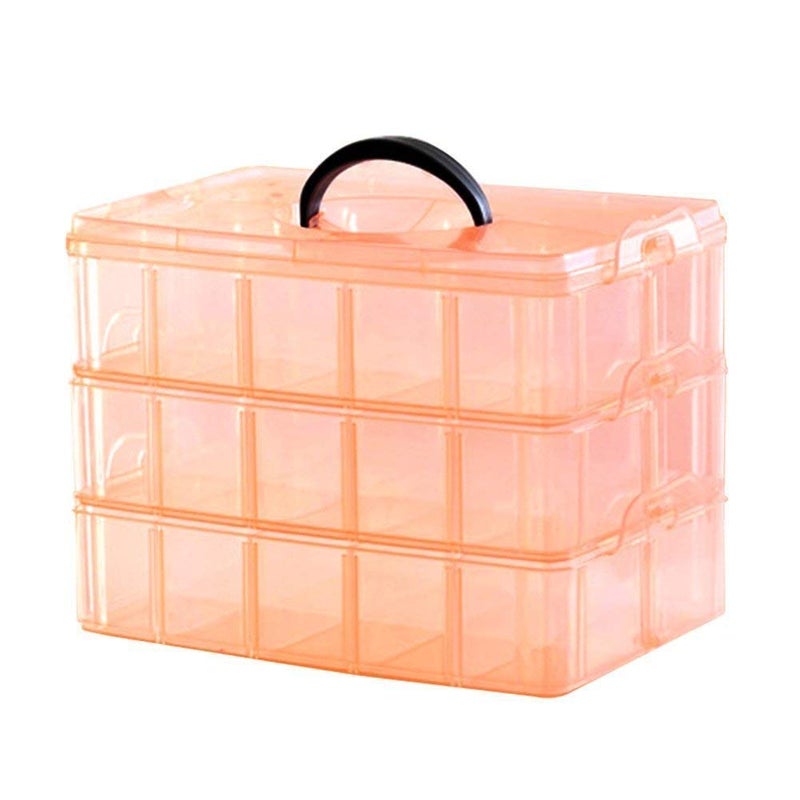 Kian 3 Removable Layers 30 Grid Box for Jewellery Plastic Multi Utility Craft Accessories Storage Earrings RingCosmeticLipstickThread SpoolsBobbinsBeadsNail polishhairpin Etc Rendom Colour - Image 5