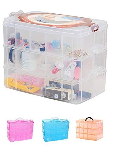 Kian 3 Removable Layers 30 Grid Box for Jewellery Plastic Multi Utility Craft Accessories Storage Earrings RingCosmeticLipstickThread SpoolsBobbinsBeadsNail polishhairpin Etc Rendom Colour - Image 3