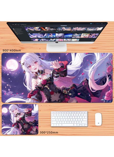 No Overlock Honkai Impact 3 Mouse Pad Extra Large Animation Kiana Dem Lisa Alicia Two-Dimensional Notebook-Color:60x30cm Thickness 3mm-Pattern:Light Blue Eternal Vow