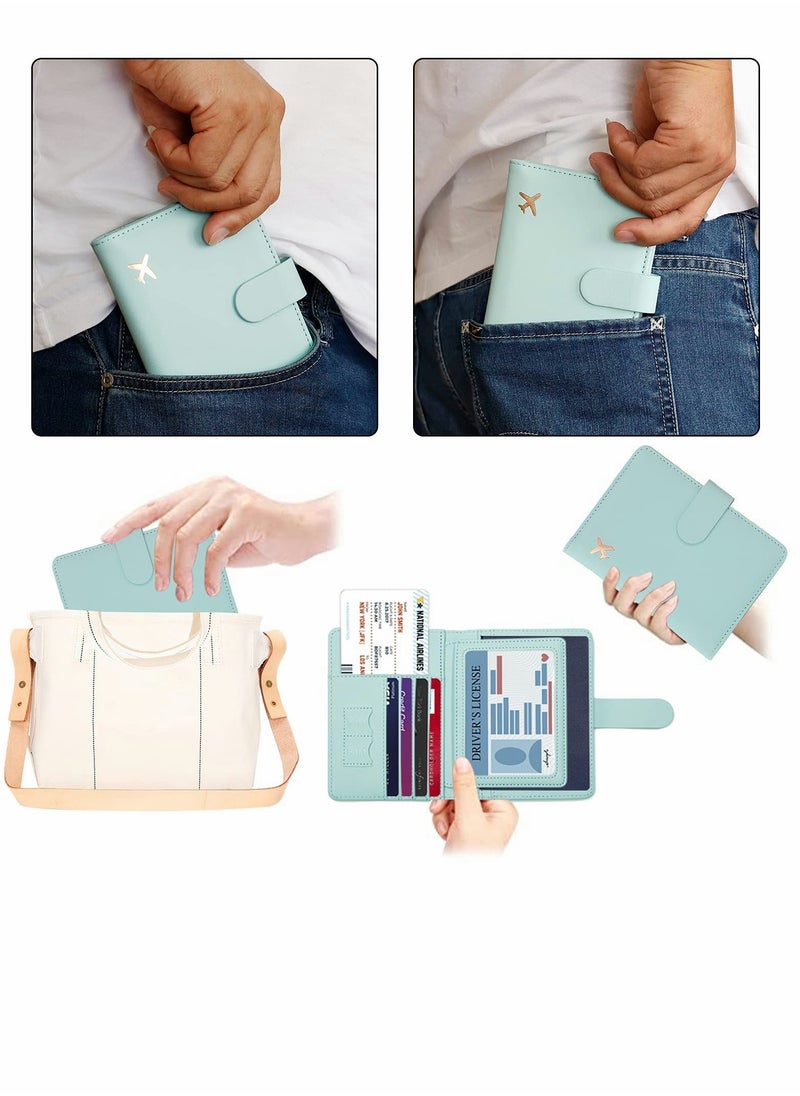 Excefore - Passport Holder, Card Slots, Creative Aircraft Certificate Storage Bag,  Passport Cover for Women and Men, Waterproof Rfid Blocking Travel Wallet (Aqua green) - Image 1