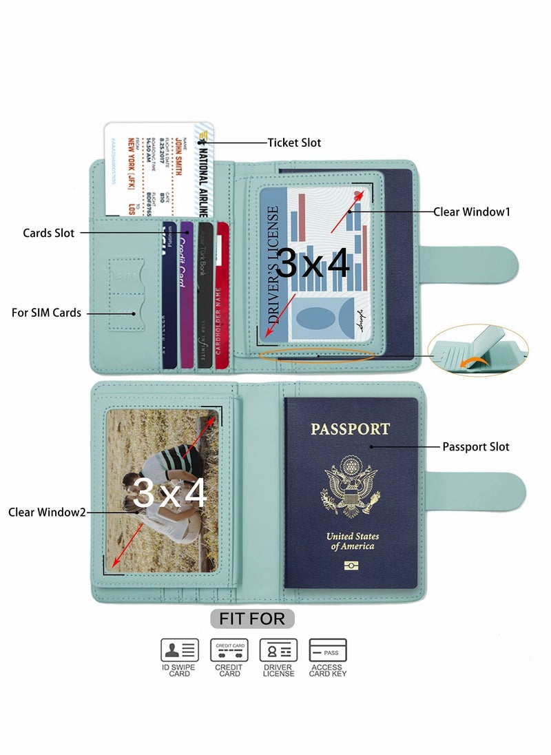 Excefore - Passport Holder, Card Slots, Creative Aircraft Certificate Storage Bag,  Passport Cover for Women and Men, Waterproof Rfid Blocking Travel Wallet (Aqua green) - Image 1