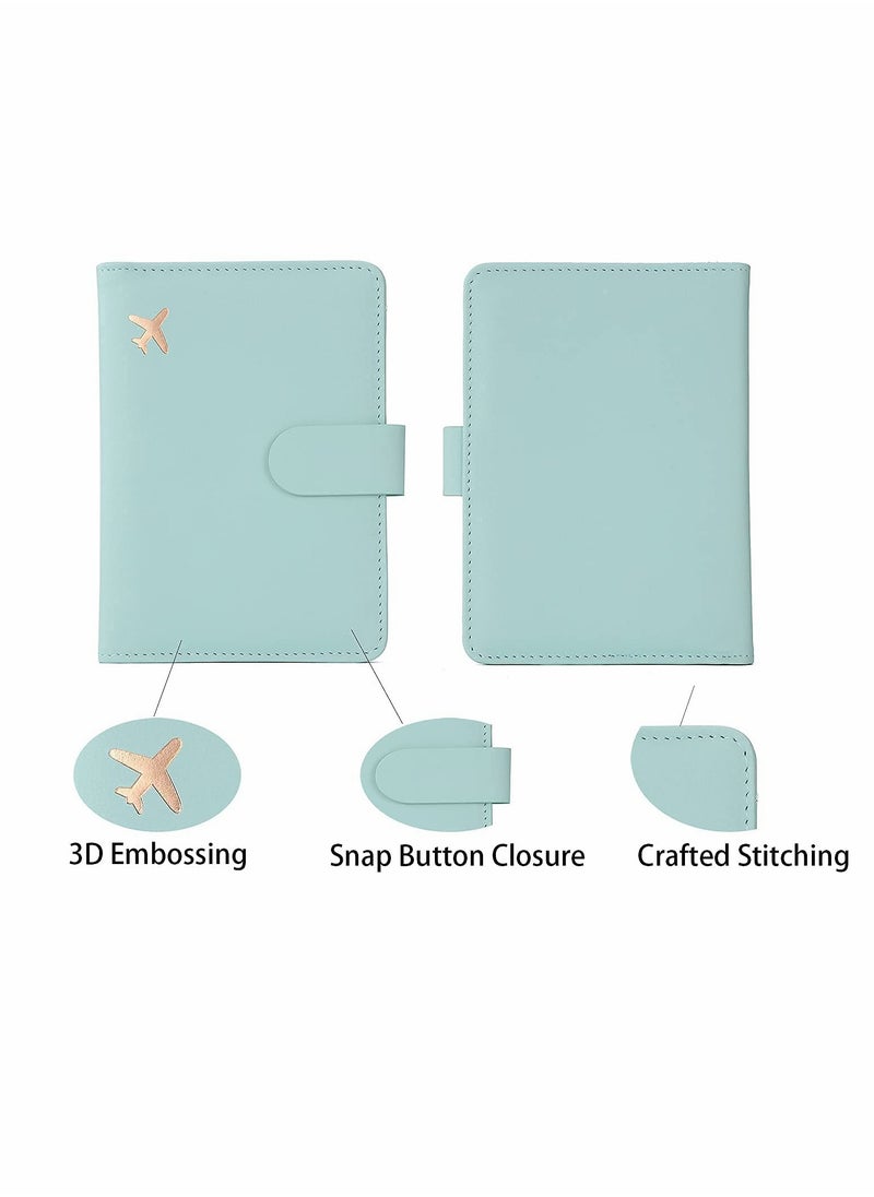 Excefore - Passport Holder, Card Slots, Creative Aircraft Certificate Storage Bag,  Passport Cover for Women and Men, Waterproof Rfid Blocking Travel Wallet (Aqua green) - Image 1