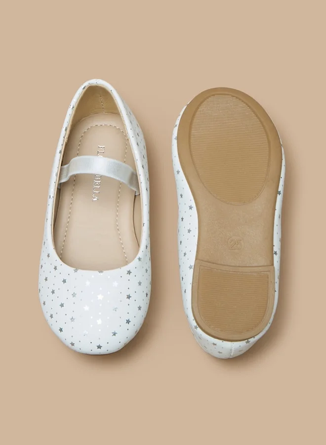 فلورا بيلا من شو إكسبرس Girls Star Print Slip-On Round Toe Ballerina Shoes