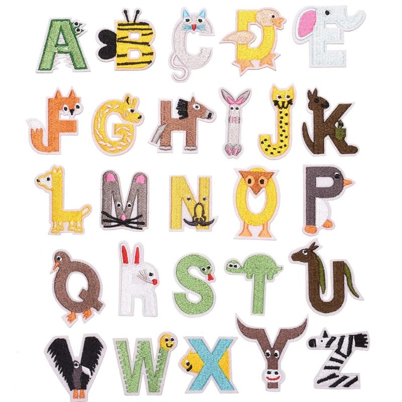 Letter Patch – Animal Letter Set, Iron-On, for Clothing, DIY Craft, 26 Letters, Cute