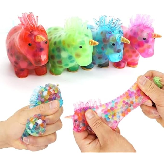 VOMAOK 4 Pack Unicorn Stress Balls Fidget Squishy Toys for Kids Boys Girls Christmas Stocking Stuffers Gifts (Unicorn) - Image 1
