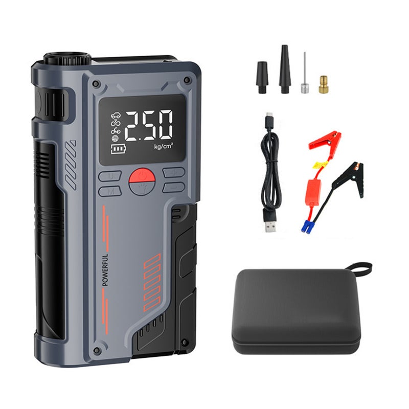 14.8V Tire Inflator Car Emergency Power Jump Starter 1000A Peak 10000mAh Air Pump Battery Booster Device Up to 4.0L Gas/2.5L Diesel Engines Portable Power Bank with Storage Bag - Image 1