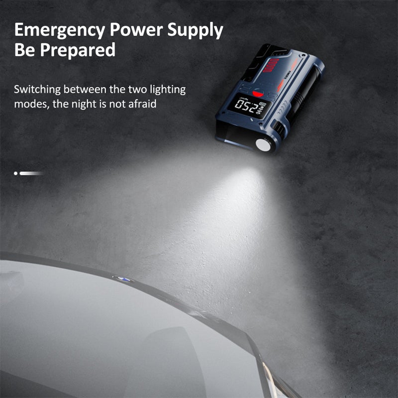 14.8V Tire Inflator Car Emergency Power Jump Starter 1000A Peak 10000mAh Air Pump Battery Booster Device Up to 4.0L Gas/2.5L Diesel Engines Portable Power Bank with Storage Bag - Image 5