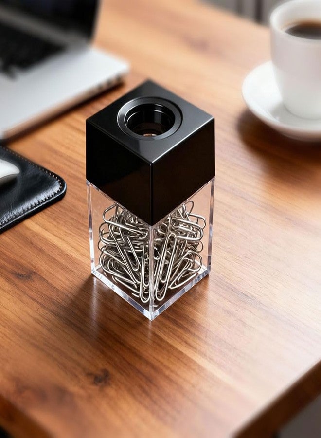grwanpen® 2 magnetic paper clip dispenser boxes with 100 metal paper clips each,Black - Image 2