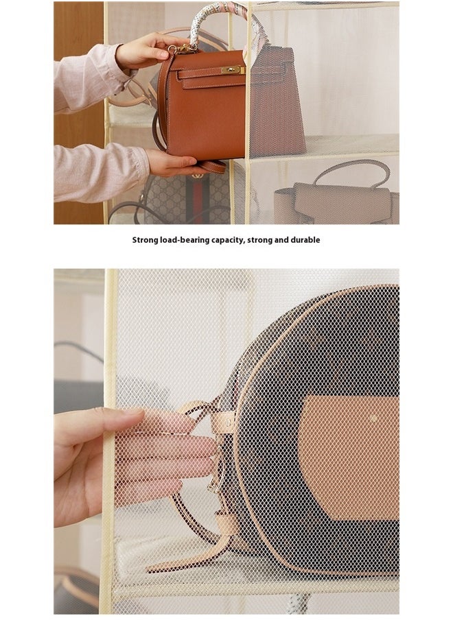yongsheng Hanging Purse Handbag Organizer for Closet Purse organizer with 4 Mesh Shelves Handbag Closet Purse Storage Bag  - Image 3