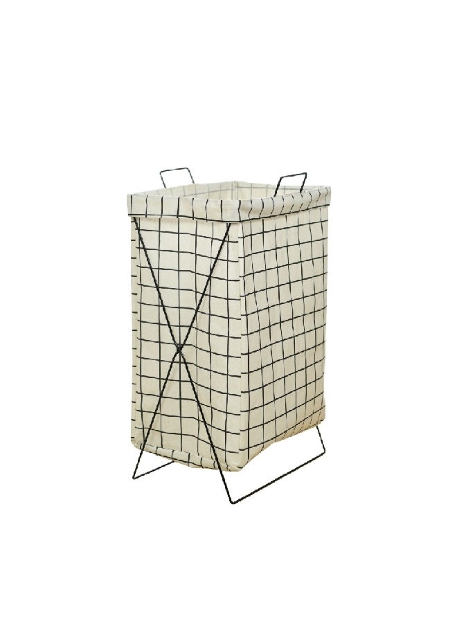 HONEYBEE - Open Top High Quality Laundry Hamper with Handle White and Black 56 x 25 x 36 cm SSB0135A-A - Image 1