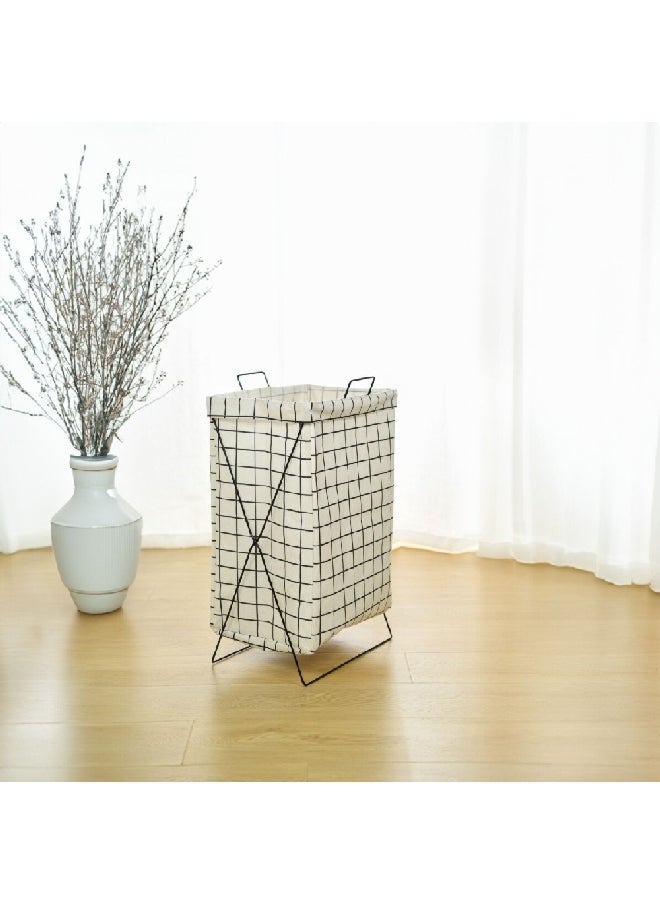 HONEYBEE - Open Top High Quality Laundry Hamper with Handle White and Black 56 x 25 x 36 cm SSB0135A-A - Image 1