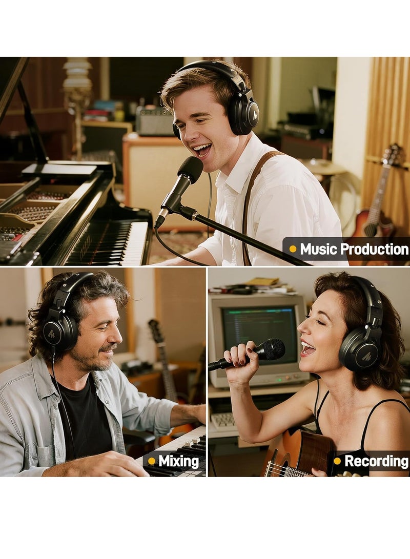 ماونو سماعات MAONO MH700 الاحترافية لمراقبة الاستوديو – سماعات رأس سلكية مغلقة فوق الأذن للإنتاج الموسيقي، المكساج، التسجيل والبودكاست – أسود - Image 4