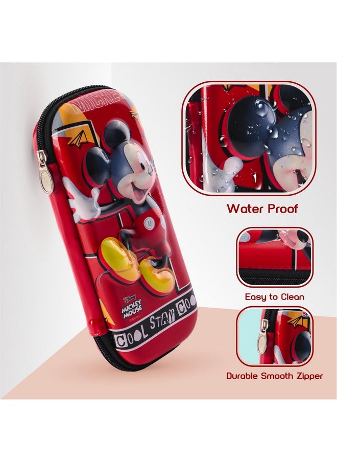 Kuber Industries Kuber Industries Pack of 2 Kids 3D Pencil Box for Girls with Zip | Multi-Purpose Pencil Case - Ideal for Storing Pens & Erasers | Disney Printed - Blue & Red  - Image 5