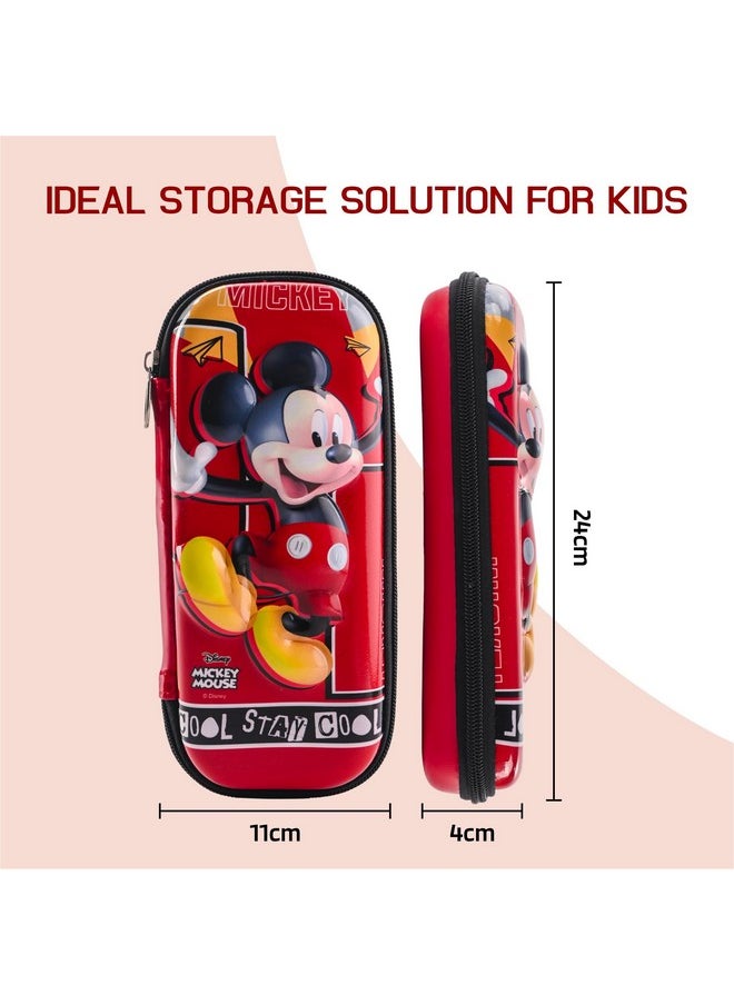 Kuber Industries Kuber Industries Pack of 2 Kids 3D Pencil Box for Girls with Zip | Multi-Purpose Pencil Case - Ideal for Storing Pens & Erasers | Disney Printed - Blue & Red  - Image 3