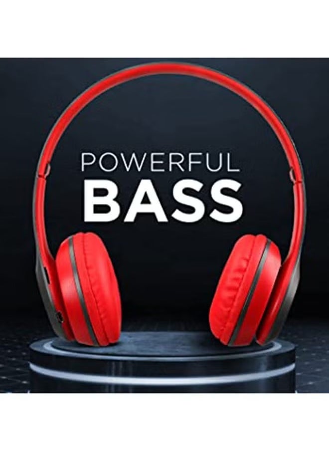 Generic P47 Bluetooth Wireless Over The Head Headphones Red/Black  - Image 4