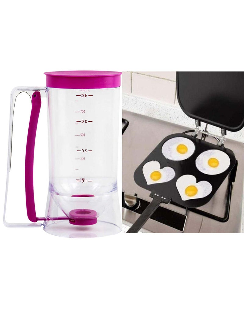 DubaiGallery Perfect Small Bake & Serve Double Sided Pancake Maker Pan - 4 Decorative Designs For Eggs, French Toast, Omelette, Flip Jack & Crepes Pan With Cake Batter Dispenser  - Image 1