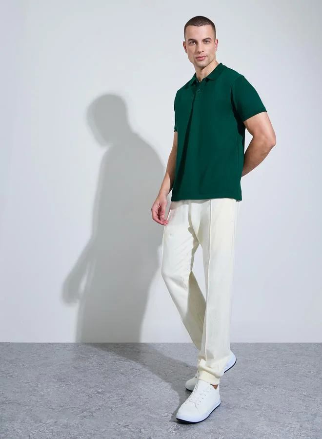 ستايلي Men Cream Solid Slim Fit Cuffed Joggers