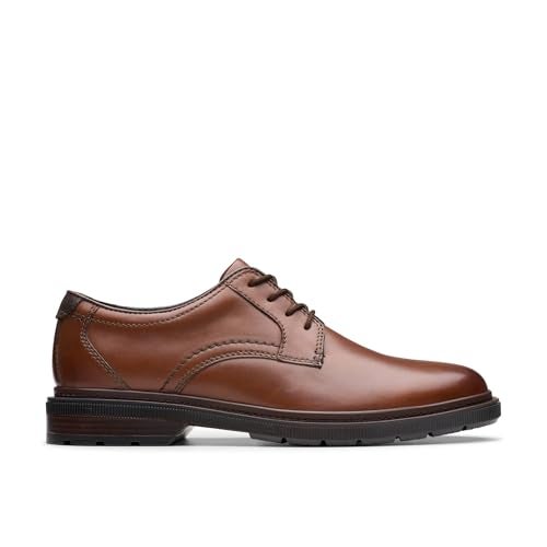 Clarks Men's Burchill Derby Dark Tan Leather 9.5 Medium - Image 2