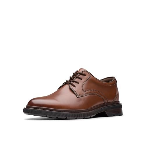 Clarks Men's Burchill Derby Dark Tan Leather 9.5 Medium - Image 1