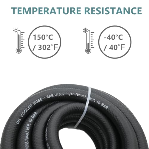 CHOIMOON 1/2 Transmission Oil Cooler Hose - 300 PSI Fuel Line Hose J1532 For Transmission Fluid, Oil, Coolant, Diesel, Hydraulic Fluid, Lubricant, Gas 20FT - Image 4