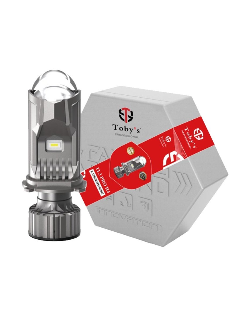 Toby's Toby’s TL3 PRO H4 Lens 2 Pieces 120W/PAIR 12000LM DC9-32V SMD Technology Low 4300K High 6000K IP65 Waterproof Durable Long-Life 30000 Hours Illumination - Image 1