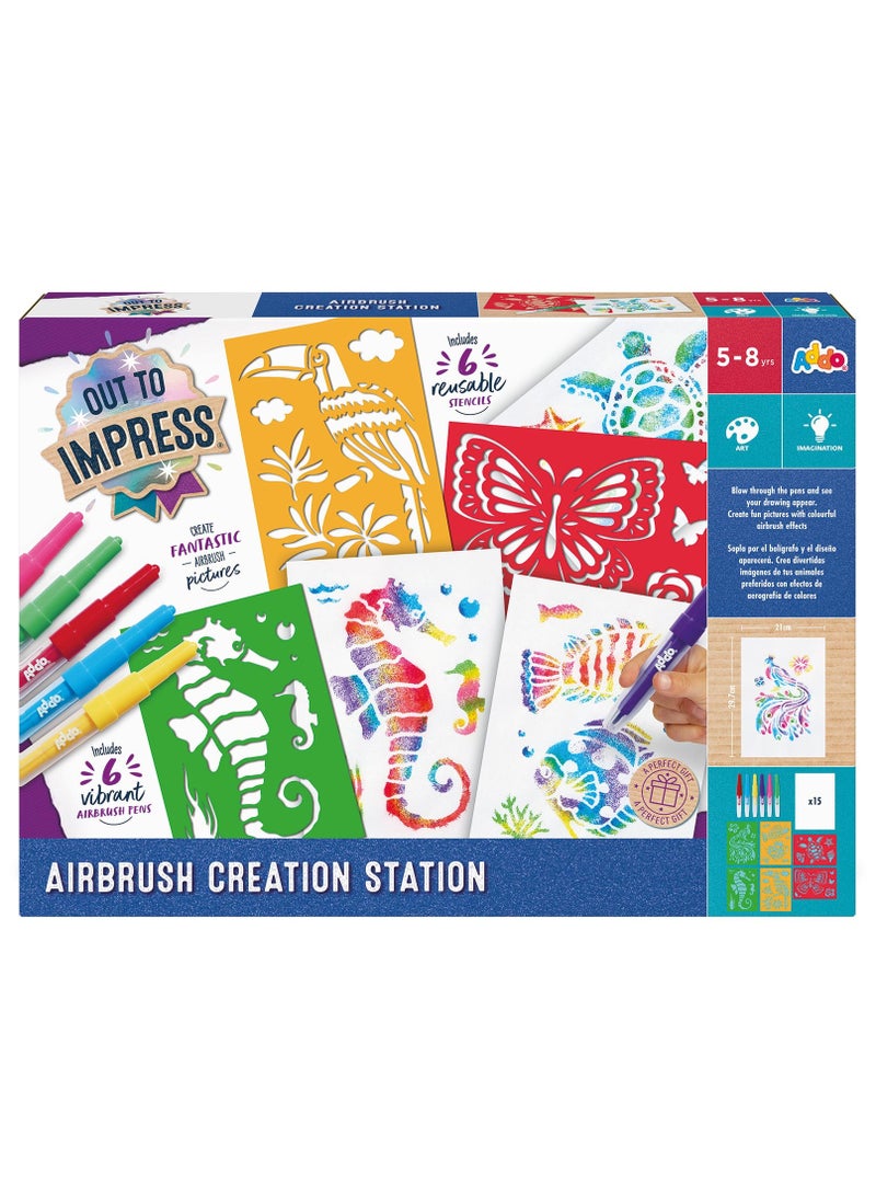 ADDO Addo Out to Impress Airbrush Pens Set | Wildlife Stencils Included | Arts & Craft | DIY Craft Kit | Do it Yourself | Educational & Learning | Creative Gift for Kids and Adults - Image 1