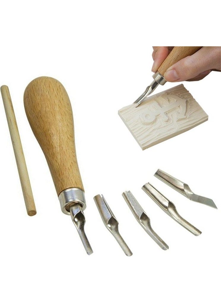 TiTi 6091 Lino Cutter Linol Carving Cutting Knife Set with 5 Blades  - Image 1