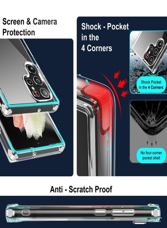 CEDO Kickstand for Samsung Galaxy S22 Ultra Case, 3-Way Adjustable with Metal Stand, Military-Grade Shockproof Bumper, Slim Transparent Acrylic Back Cover, Crystal Clear Design for Samsung S22 Ultra - Image 4