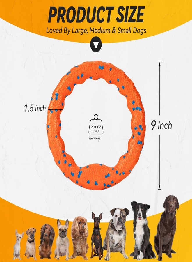 FUSOTO Dog Ring Toy, Indestructible Flying Discs for Throwing Catching, Water Floating Dog Training Ring for Medium Large Breeds (Orange - φ9 inches) - Image 2