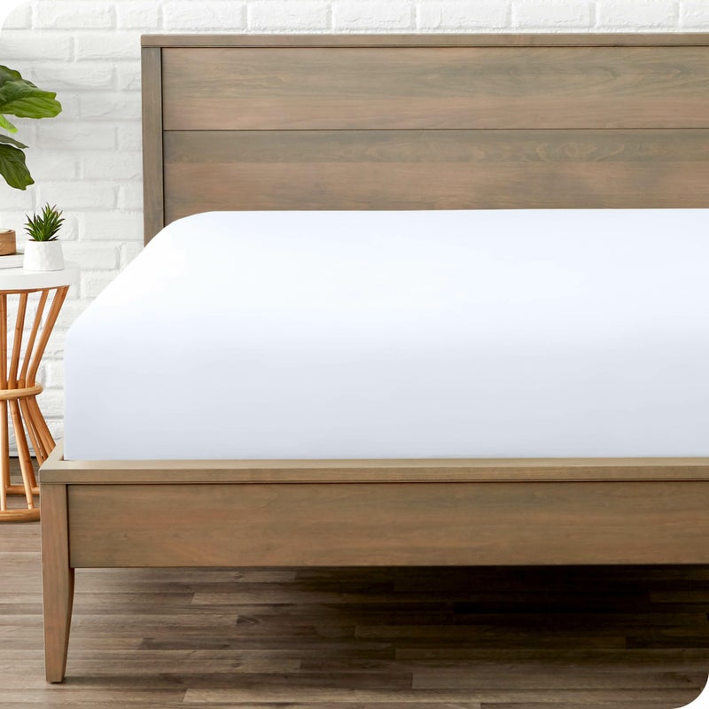 Bare Home Fitted Bottom Sheet Full XL Size  Premium 1800 Microfiber  UltraSoft Hotel Luxury  Deep Pocket  Durable and Long Lasting  Extra Long Fitted Sheet Full XL White