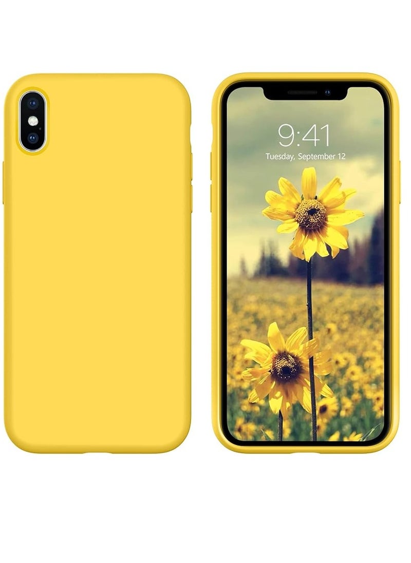 Generic - Compatible with iPhone Xs/X Case, iPhone Xs/X Silicone Case, Soft Gel Rubber Slim Lightweight Microfiber Lining Cushion Texture Shockproof Protective Phone Case for iPhone Xs/X 5.8'', Yellow - Image 1