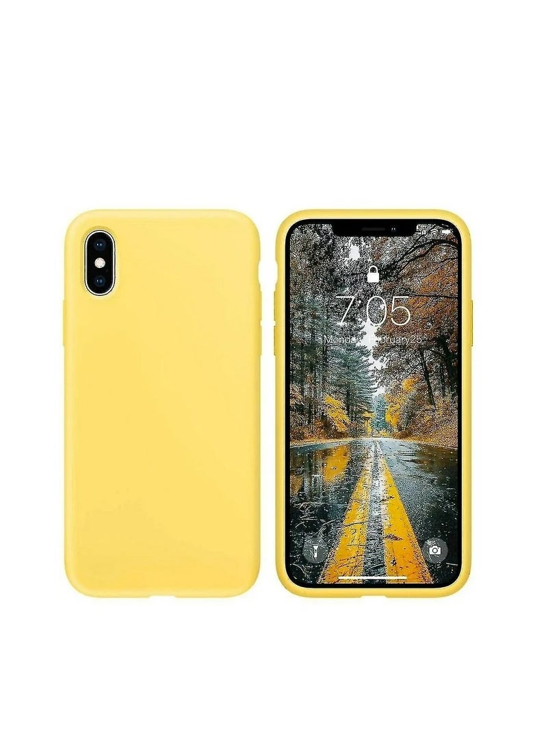 Generic - Compatible with iPhone Xs/X Case, iPhone Xs/X Silicone Case, Soft Gel Rubber Slim Lightweight Microfiber Lining Cushion Texture Shockproof Protective Phone Case for iPhone Xs/X 5.8'', Yellow - Image 1