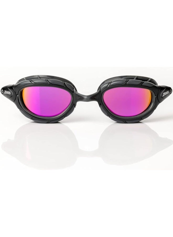 ZOGGS Predator Titanium flex Goggles, UV Protection Swim Goggles, Quick Adjust Swim Goggle Straps, Fog Free Adult Swim Goggle Lenses, Goggle, Ultra Fit, Grey/Black/Mirrored Pink - Smaller Fit  - Image 2