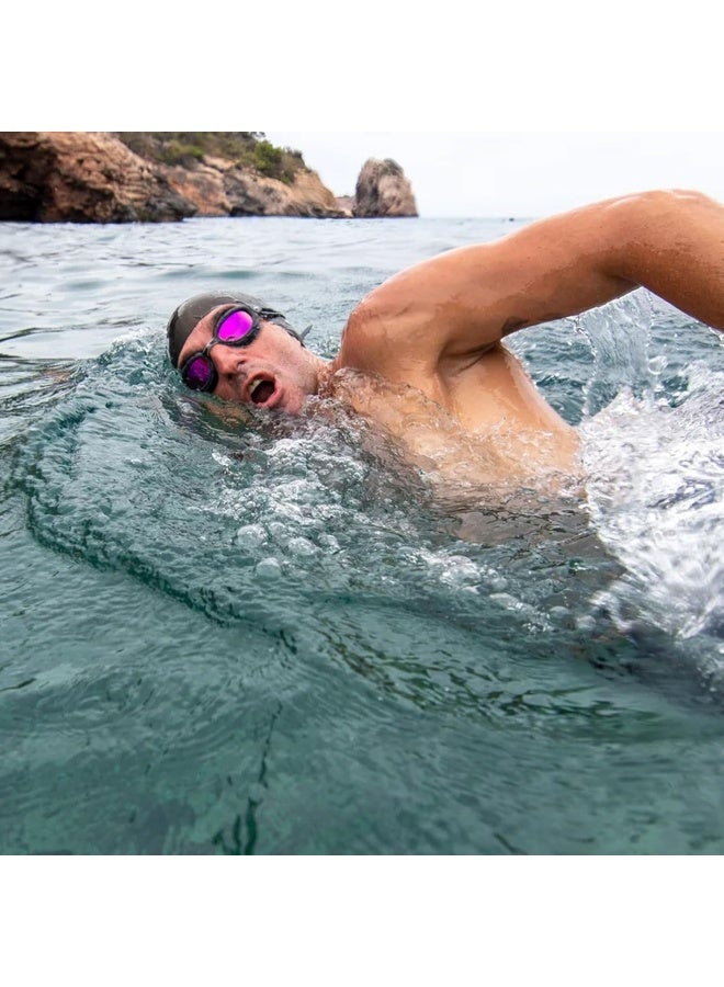 ZOGGS Predator Titanium flex Goggles, UV Protection Swim Goggles, Quick Adjust Swim Goggle Straps, Fog Free Adult Swim Goggle Lenses, Goggle, Ultra Fit, Grey/Black/Mirrored Pink - Smaller Fit  - Image 5