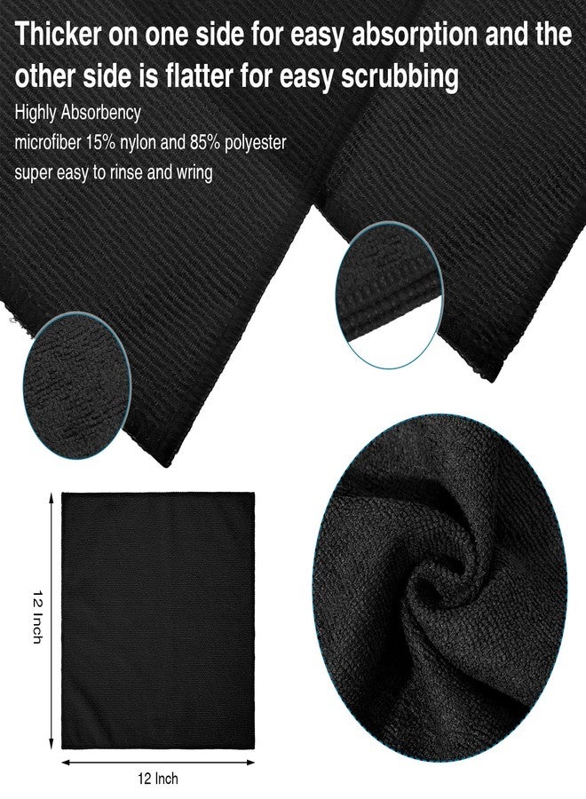 Macarrie 200 قطعة من قماش التنظيف المصنوع من الألياف الدقيقة - مناشف ماصة قابلة لإعادة الاستخدام خالية من الوبر وخالية من الخطوط - قطع غسيل للمنازل والمطابخ والمكاتب والمطاعم والحانات والمتاجر والسيارات، 12 × 12 بوصة (أسود) - Image 2
