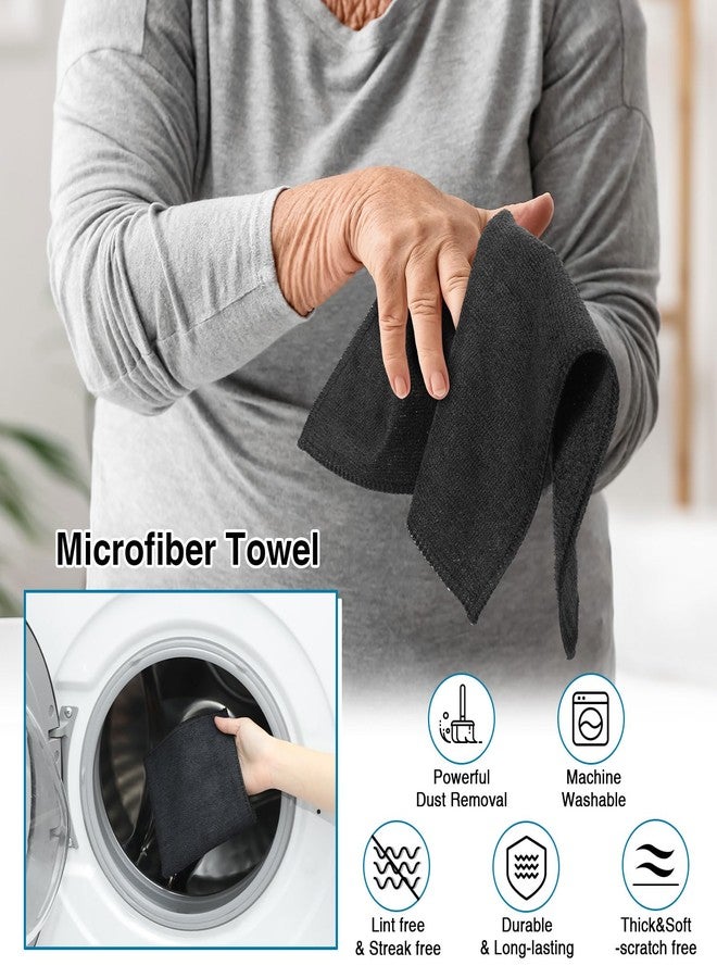 Macarrie 200 قطعة من قماش التنظيف المصنوع من الألياف الدقيقة - مناشف ماصة قابلة لإعادة الاستخدام خالية من الوبر وخالية من الخطوط - قطع غسيل للمنازل والمطابخ والمكاتب والمطاعم والحانات والمتاجر والسيارات، 12 × 12 بوصة (أسود) - Image 3