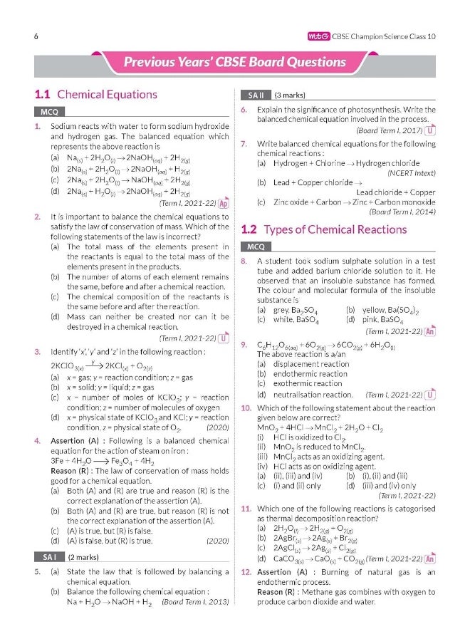 MTG CBSE 10 Years Chapterwise Topicwise Solved Papers Class 10 Science - CBSE Champion For Exam 2023 (Strictly Updated As Per The CBSE Syllabus)