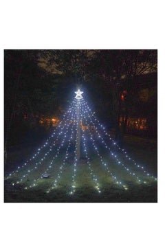Loquat LED Five-pointed Star Waterfall Light Hanging Tree Light Water Light Outdoor Decorative Light Courtyard Remote Control Solar Light 3.5M 