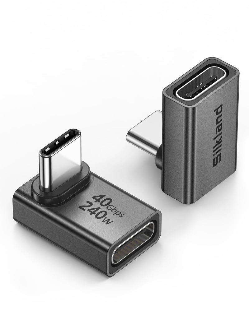 Silkland USB C 90 Degree Right Angle Adapter 2 Pack 8K 60Hz 240W 40Gbps Male to Female Adapter Extender Compatible Thunderbolt 4 for Steam Deck ROG Ally MacBook Switch 2 iPhone 1716 Quest 3 - Image 2
