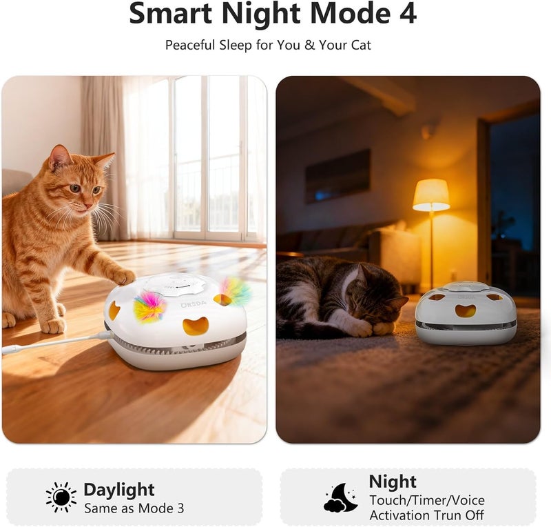 ORSDA Cat Exercise Toy, Interactive Cat Toys for Indoor Cats, 4-in-1 Whack-A-Mole, Hide & Seek, Magic Wand, Chasing Feather, Automatic Kitten Toys with 5Pcs DIY Replacement - Image 4